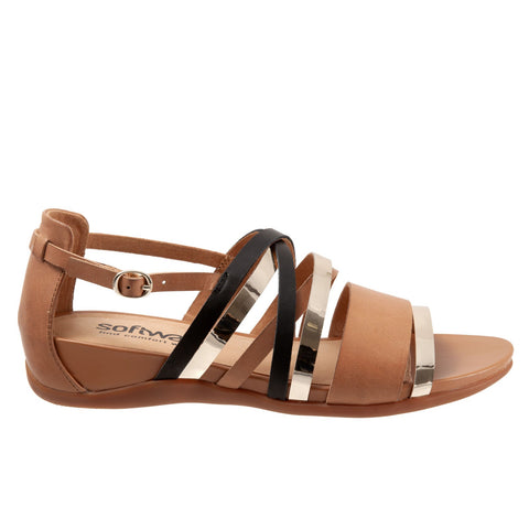 Softwalk Tula S2009-266 Womens Brown Extra Wide Leather Strap Sandals Shoes