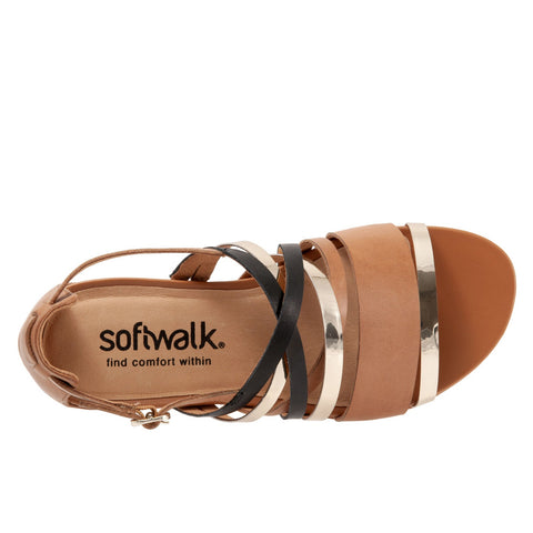 Softwalk Tula S2009-266 Womens Brown Wide Leather Strap Sandals Shoes