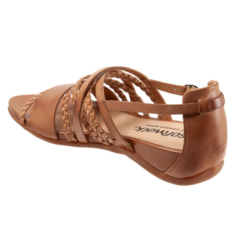 Softwalk Tula S2009-271 Womens Brown Extra Wide Leather Strap Sandals Shoes