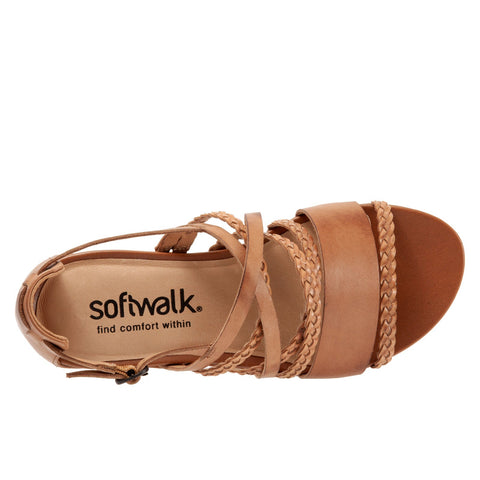 Softwalk Tula S2009-271 Womens Brown Extra Wide Leather Strap Sandals Shoes