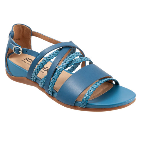 Softwalk Tula S2009-462 Womens Blue Extra Wide Leather Strap Sandals Shoes