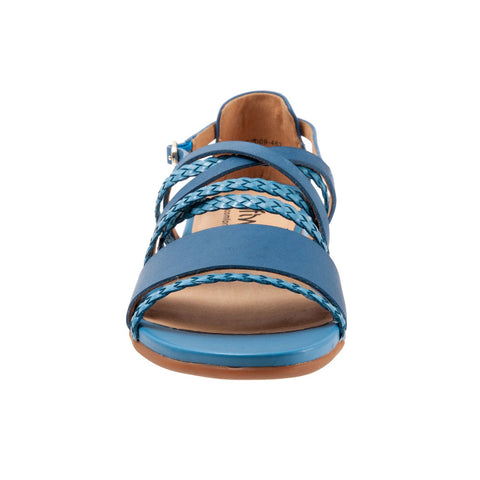 Softwalk Tula S2009-462 Womens Blue Extra Wide Leather Strap Sandals Shoes
