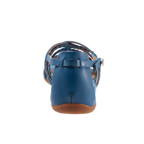 Softwalk Tula S2009-462 Womens Blue Extra Wide Leather Strap Sandals Shoes