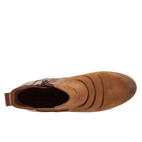 Softwalk Rockford S2058-203 Womens Brown Wide Suede Ankle & Booties Boots