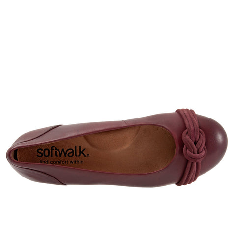 Softwalk Sonoma Knot S2059-634 Womens Burgundy Extra Wide Ballet Flats Shoes