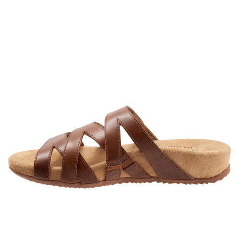 Softwalk Blythe S2103-271 Womens Brown Leather Slides Sandals Shoes