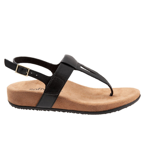 Softwalk Brea S2104-001 Womens Black Leather Slingback Sandals Shoes