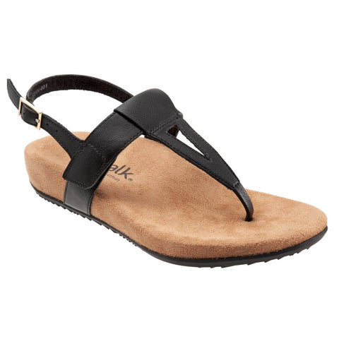 Softwalk Brea S2104-001 Womens Black Leather Slingback Sandals Shoes
