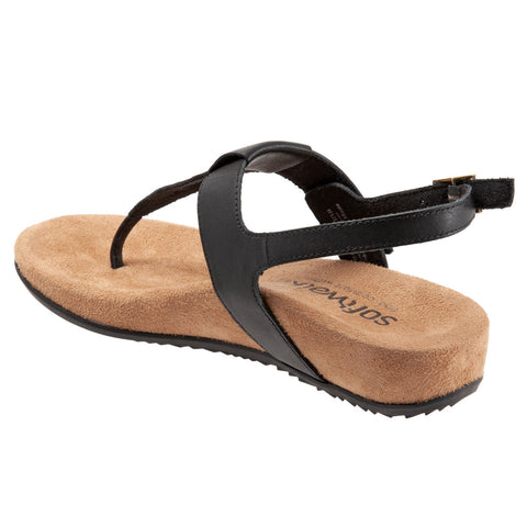 Softwalk Brea S2104-001 Womens Black Leather Slingback Sandals Shoes
