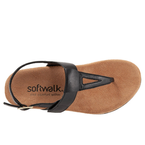 Softwalk Brea S2104-001 Womens Black Leather Slingback Sandals Shoes