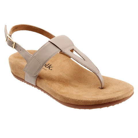 Softwalk Brea S2104-058 Womens Gray Wide Leather Slingback Sandals Shoes