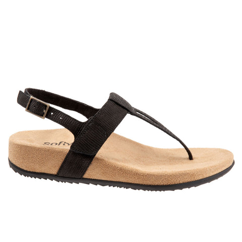 Softwalk Brea S2104-067 Womens Black Leather Slingback Sandals Shoes