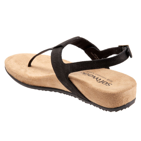 Softwalk Brea S2104-067 Womens Black Narrow Leather Slingback Sandals Shoes