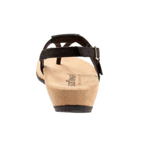 Softwalk Brea S2104-067 Womens Black Wide Leather Slingback Sandals Shoes