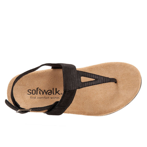 Softwalk Brea S2104-067 Womens Black Leather Slingback Sandals Shoes