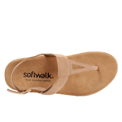 Softwalk Brea S2104-238 Womens Brown Leather Slingback Sandals Shoes