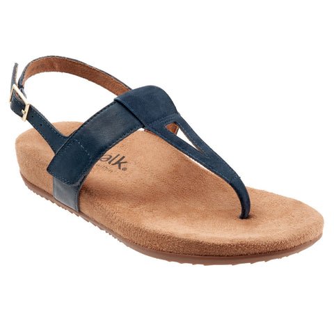 Softwalk Brea S2104-400 Womens Blue Leather Slingback Sandals Shoes