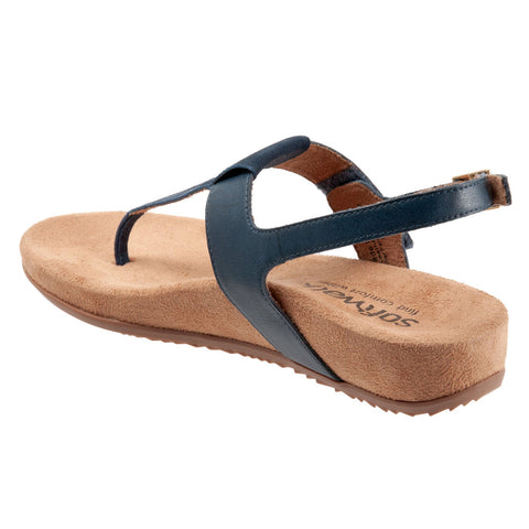 Softwalk Brea S2104-400 Womens Blue Wide Leather Slingback Sandals Shoes