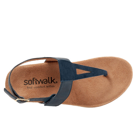 Softwalk Brea S2104-400 Womens Blue Narrow Leather Slingback Sandals Shoes