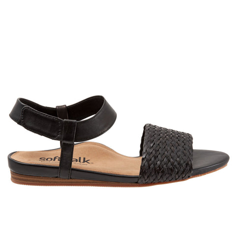 Softwalk Ceres S2106-001 Womens Black Leather Strap Strap Sandals Shoes