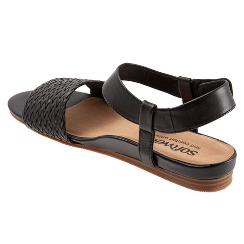 Softwalk Ceres S2106-001 Womens Black Leather Strap Strap Sandals Shoes