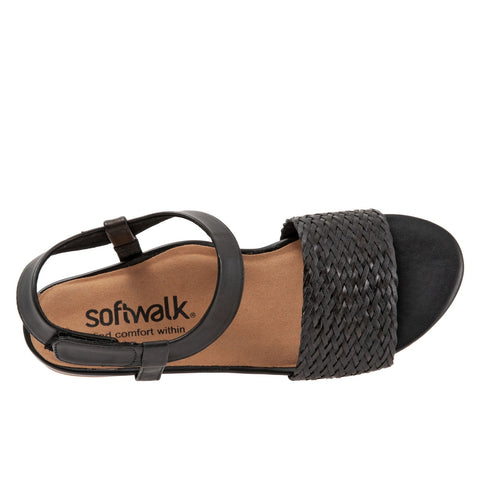Softwalk Ceres S2106-001 Womens Black Leather Strap Strap Sandals Shoes