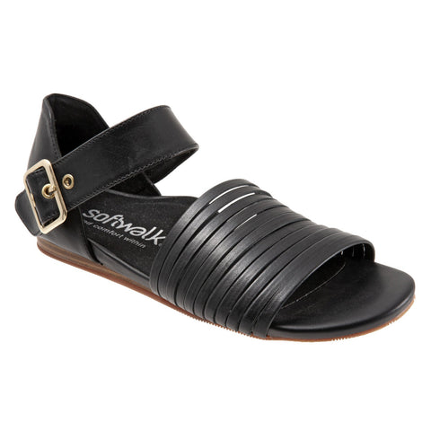 Softwalk Cori S2107-001 Womens Black Narrow Leather Strap Sandals Shoes