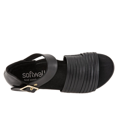 Softwalk Cori S2107-001 Womens Black Narrow Leather Strap Sandals Shoes