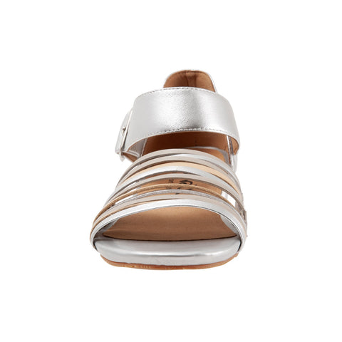Softwalk Cori S2107-015 Womens Silver Leather Strap Sandals Shoes