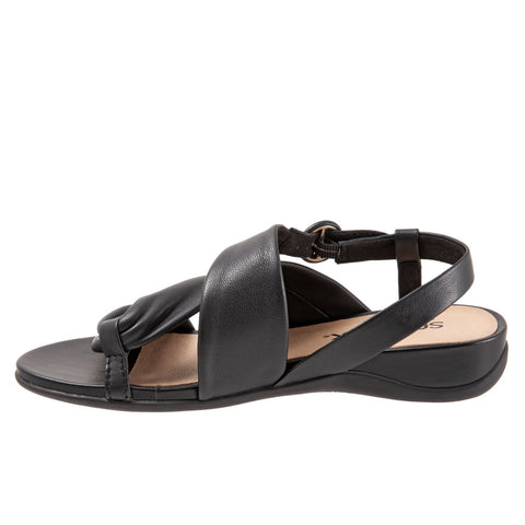 Softwalk Tieli S2109-001 Womens Black Wide Leather Strap Sandals Shoes