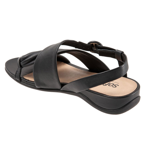 Softwalk Tieli S2109-001 Womens Black Wide Leather Strap Sandals Shoes