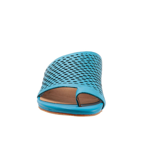 Softwalk Corsica II S2113-487 Womens Blue Wide Leather Slides Sandals Shoes
