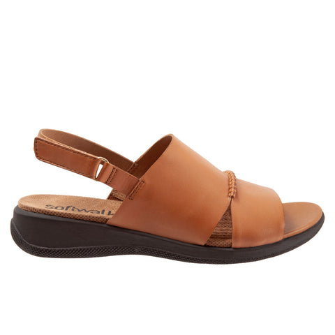 Softwalk Tulare S2114-215 Womens Brown Wide Leather Slingback Sandals Shoes