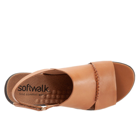 Softwalk Tulare S2114-215 Womens Brown Wide Leather Slingback Sandals Shoes