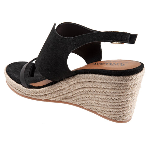 Softwalk Hudson S2117-003 Womens Black Leather Wedges Sandals Shoes