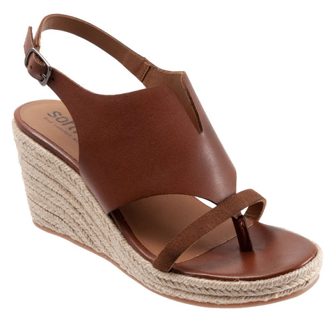 Softwalk Hudson S2117-236 Womens Brown Wide Leather Wedges Sandals Shoes