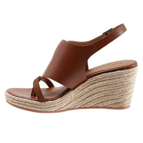Softwalk Hudson S2117-236 Womens Brown Wide Leather Wedges Sandals Shoes