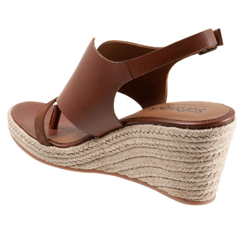 Softwalk Hudson S2117-236 Womens Brown Wide Leather Wedges Sandals Shoes