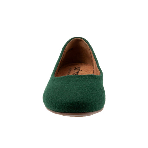 Softwalk Shiraz S2160-335 Womens Green Narrow Suede Ballet Flats Shoes