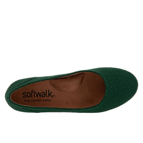 Softwalk Shiraz S2160-335 Womens Green Narrow Suede Ballet Flats Shoes
