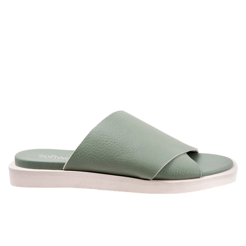 Softwalk Kara S2209-312 Womens Green Narrow Leather Slides Sandals Shoes