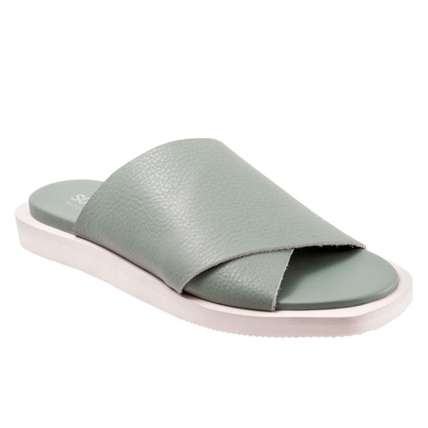 Softwalk Kara S2209-312 Womens Green Narrow Leather Slides Sandals Shoes
