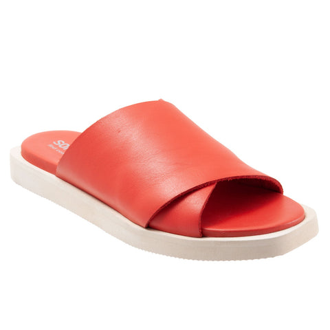 Softwalk Kara S2209-600 Womens Red Narrow Leather Slides Sandals Shoes
