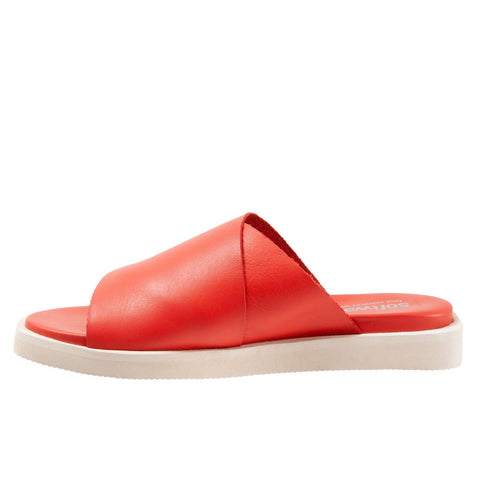 Softwalk Kara S2209-600 Womens Red Narrow Leather Slides Sandals Shoes