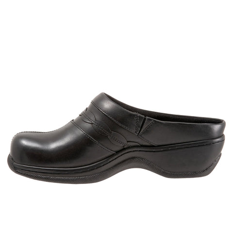 Softwalk Amber S2218-001 Womens Black Leather Slip On Clog Sandals Shoes