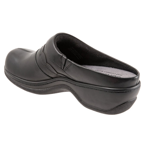 Softwalk Amber S2218-001 Womens Black Leather Slip On Clog Sandals Shoes