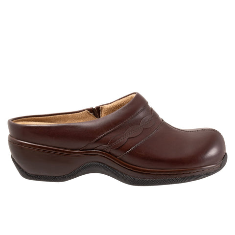Softwalk Amber S2218-210 Womens Brown Wide Leather Clog Sandals Shoes