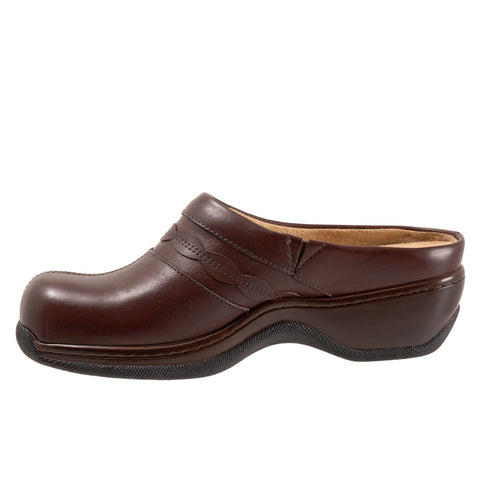 Softwalk Amber S2218-210 Womens Brown Narrow Leather Clog Sandals Shoes
