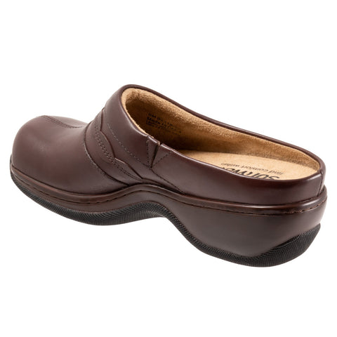 Softwalk Amber S2218-210 Womens Brown Extra Wide Leather Clog Sandals Shoes
