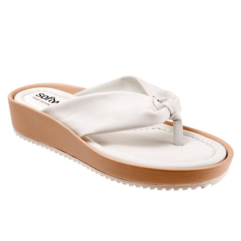 Softwalk Eliza S2220-111 Womens White Leather Flip-Flops Sandals Shoes